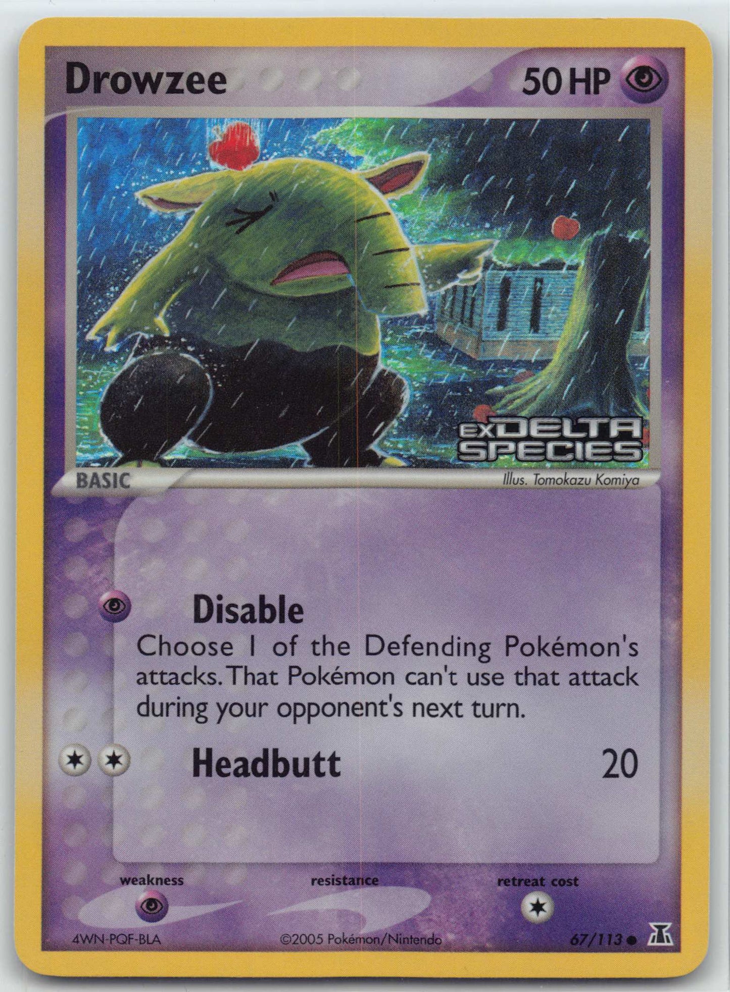 Pokemon EX Delta Species Drowzee Stamped Reverse Holo 67/113