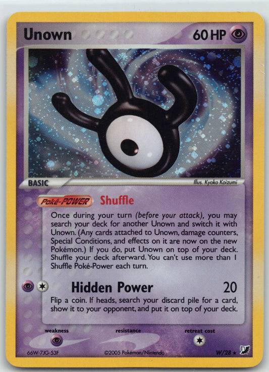 Pokemon Card - Unown (W) Unseen Forces W/28 Holo SWIRL Rare