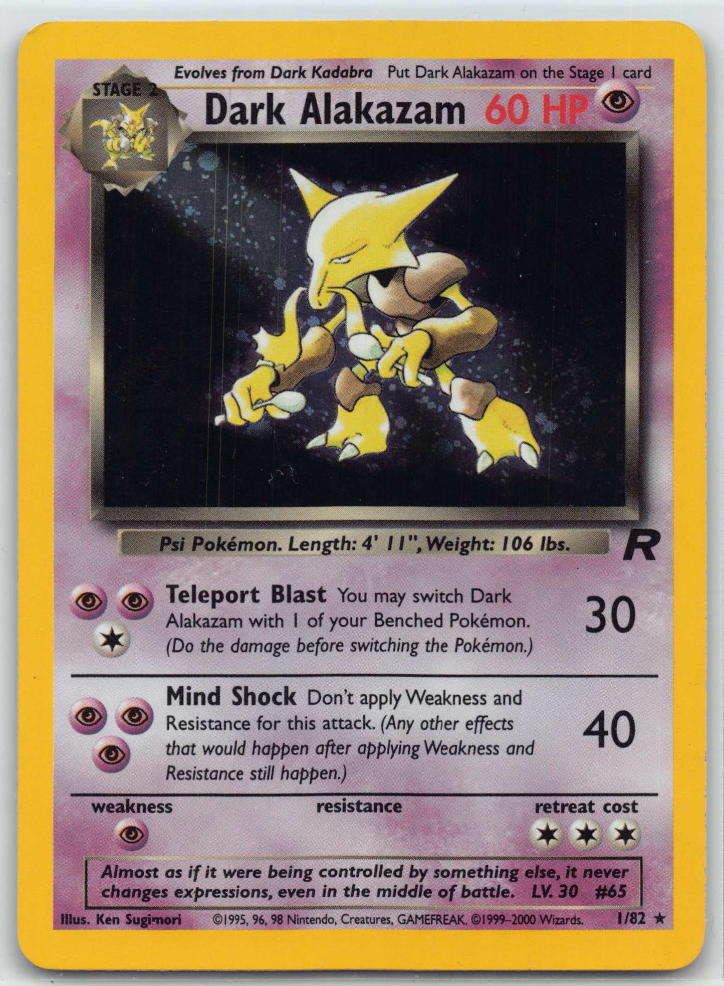 Pokemon Dark Alakazam Team Rocket Unlimited Holo Rare #1/82
