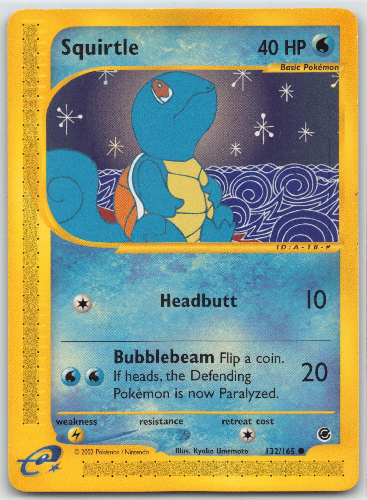 Pokémon Squirtle TCG Expedition Base Set Card 132/165 Regular Common