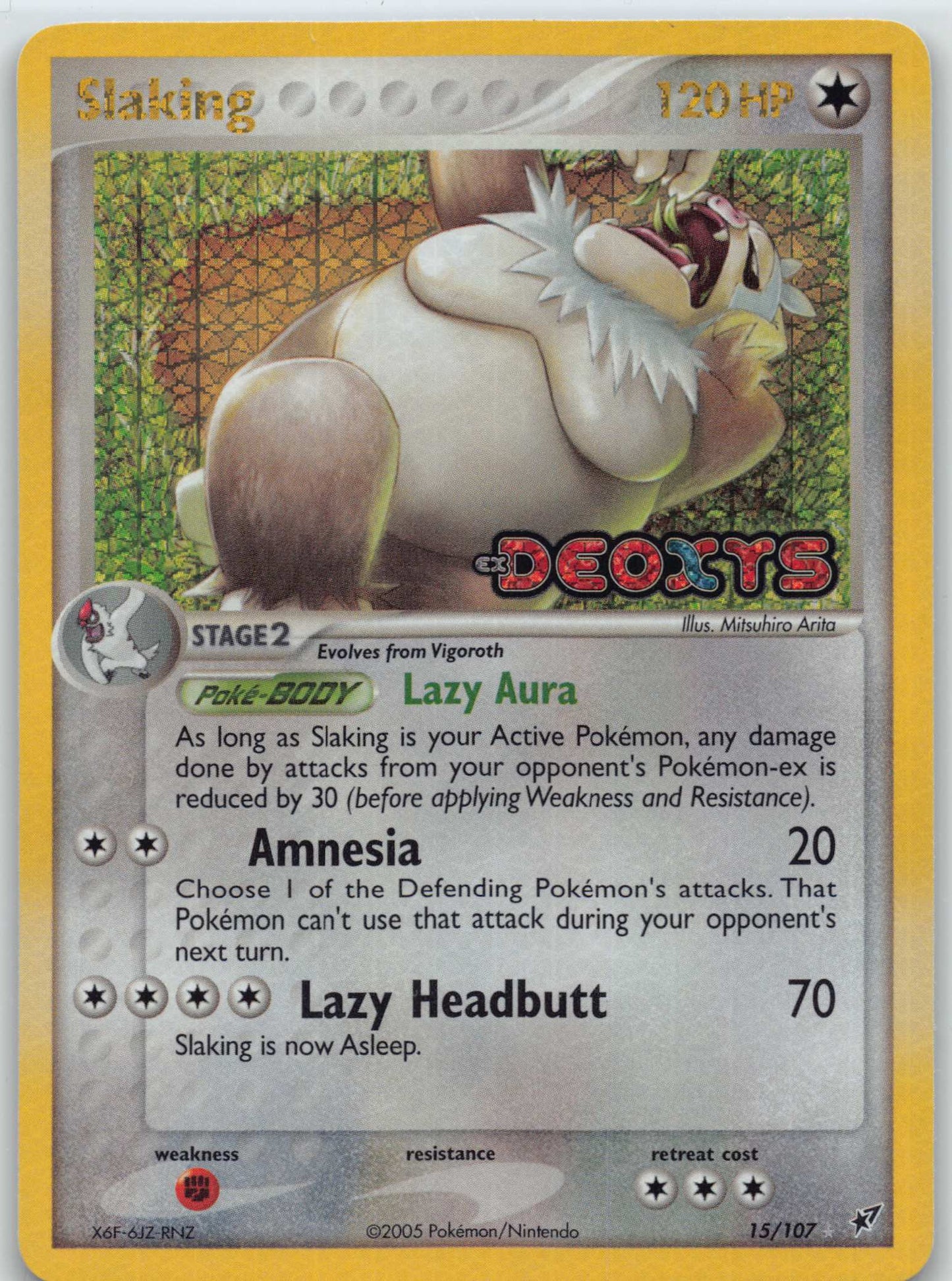 2005 POKEMON EX DEOXYS #15/107 SLAKING-REVERSE FOIL