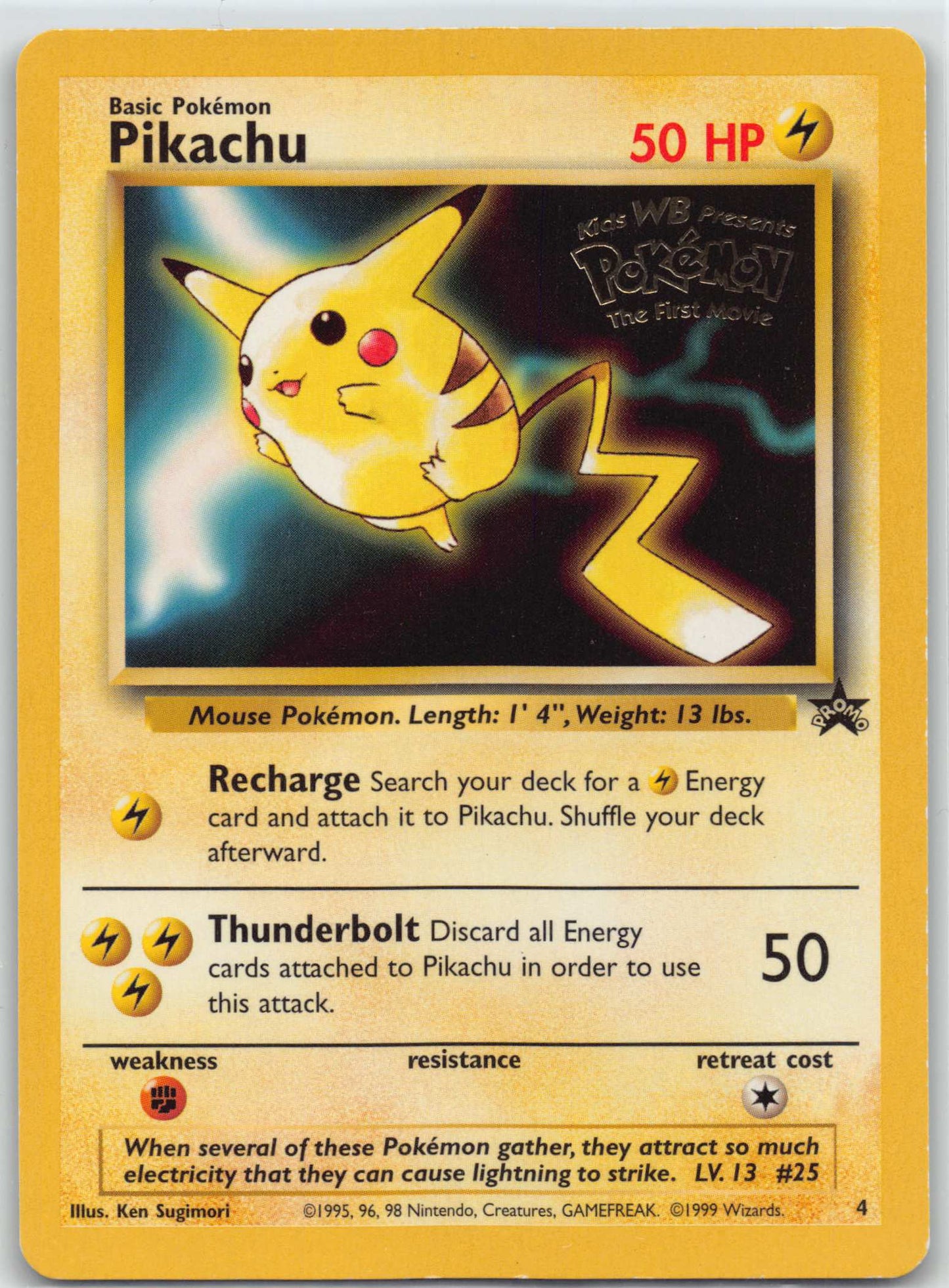 1999 POKEMON BASE SET UNLIMITED MOVIE BLACK STAR PROMO #4 PIKACHU