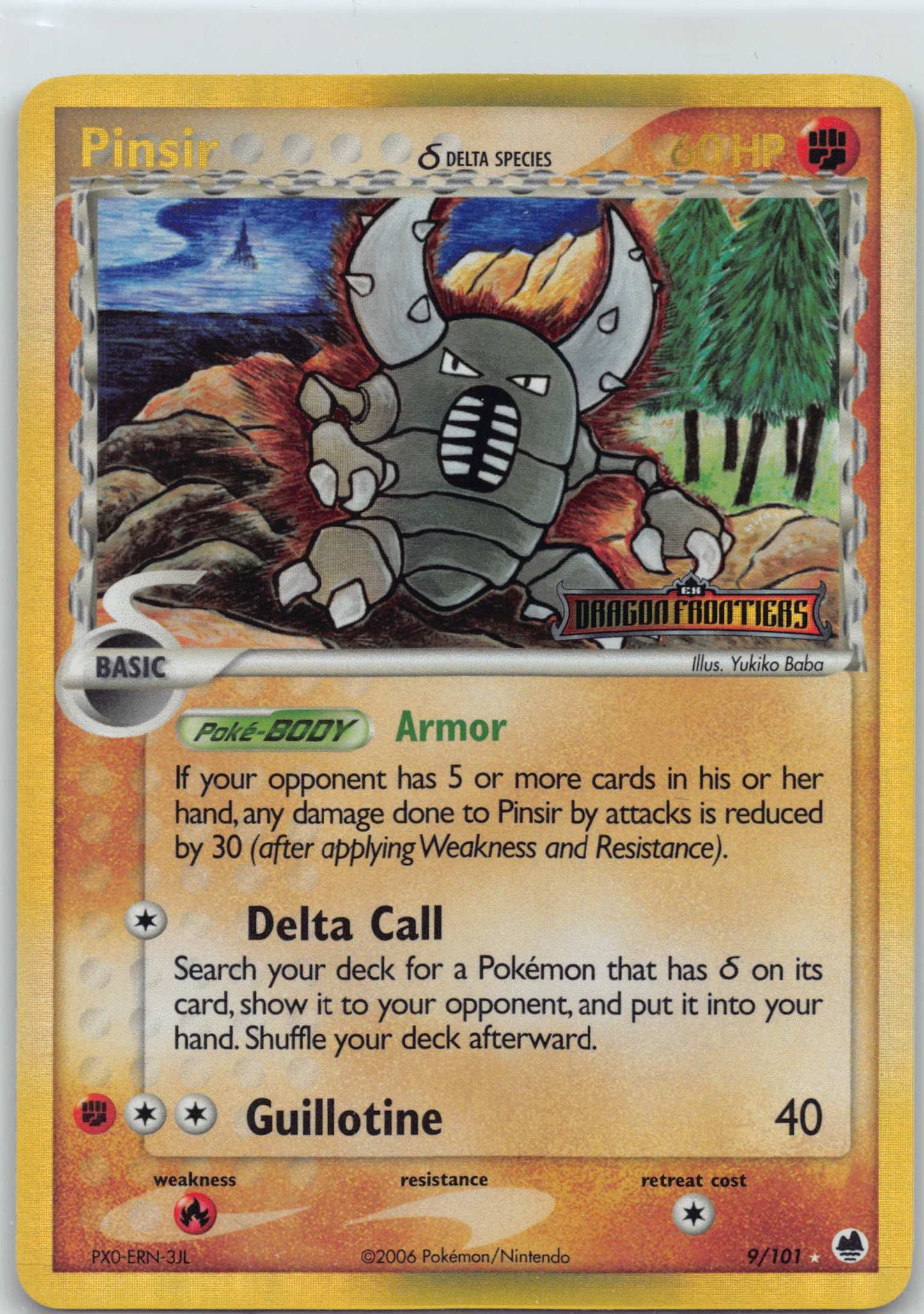2006 POKEMON EX DRAGON FRONTIERS #9/101 PINSIR-REVERSE FOIL