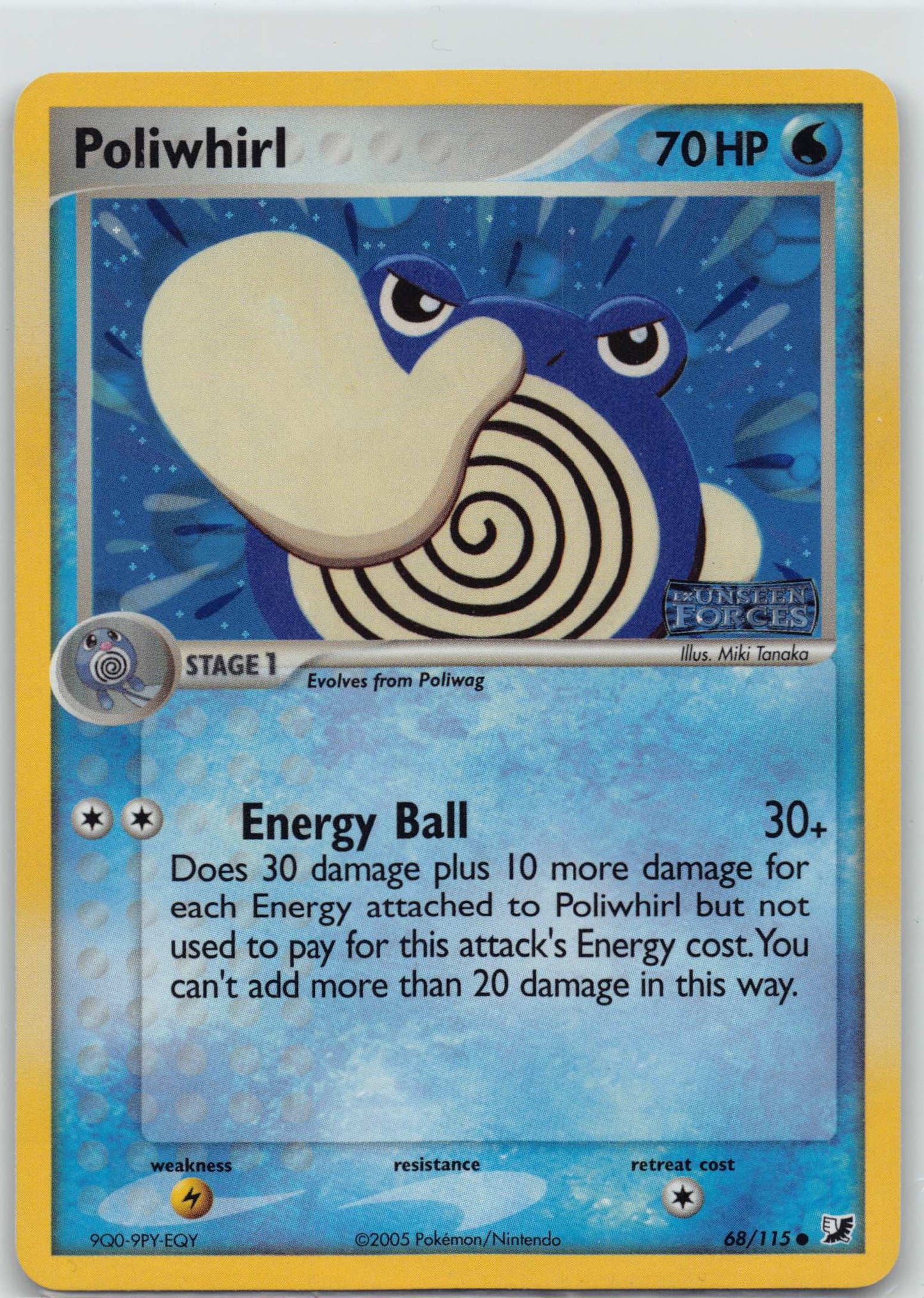 2005 POKEMON EX UNSEEN FORCES 68/115 POLIWHIRL-REVERSE FOIL