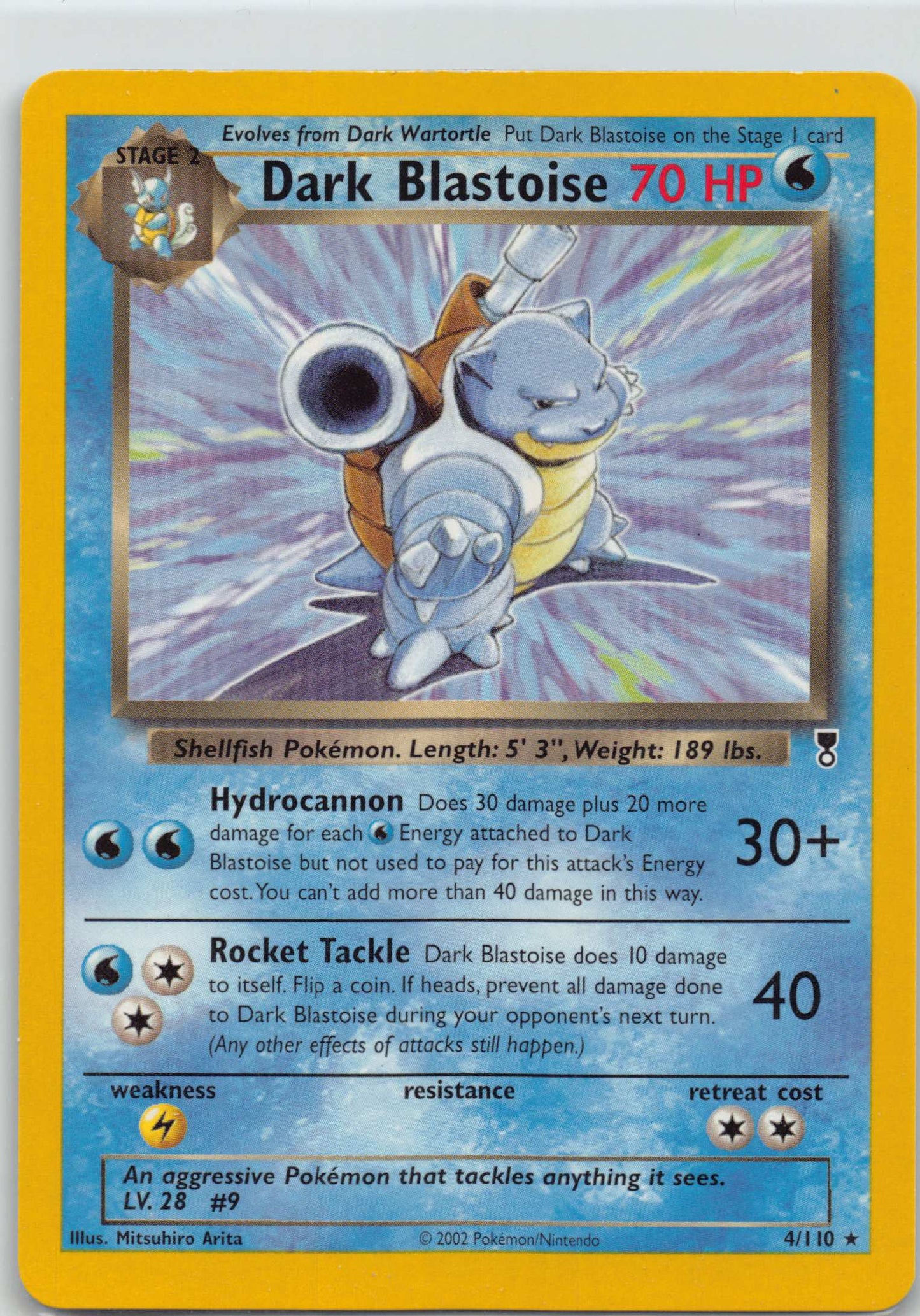 Dark Blastoise 4/110 Rare Pokémon 2002 Legendary Collection