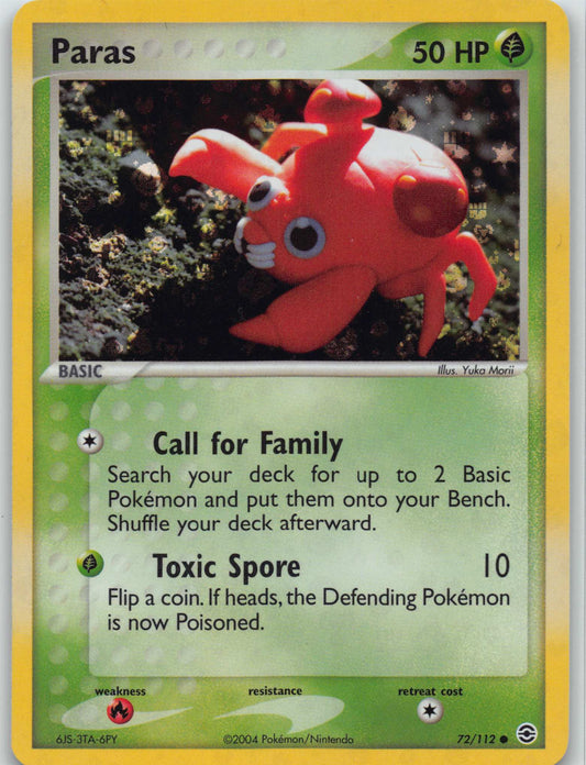 2004 POKEMON EX FIRE RED LEAF GREEN #72/112 PARAS