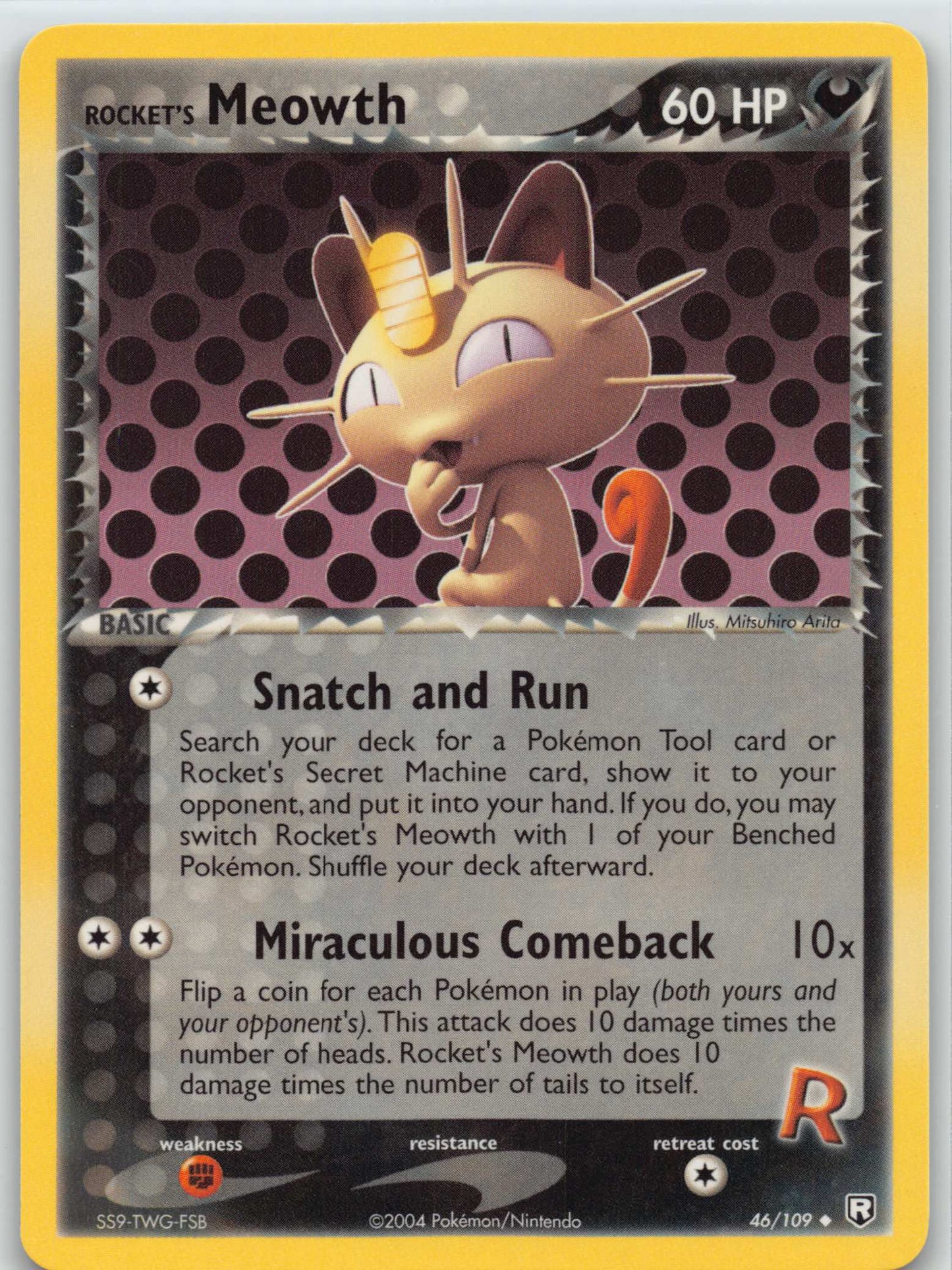 2004 Pokemon Card - Rocket's Meowth Team Rocket Returns 46/109 Uncommon