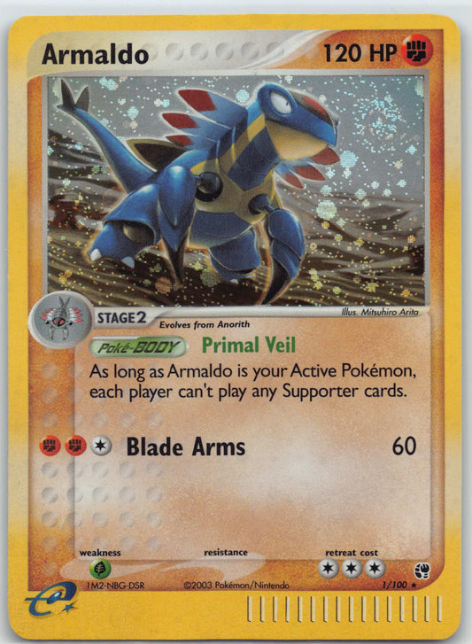 2003 POKEMON EX SANDSTORM #1/100 ARMALDO-HOLO