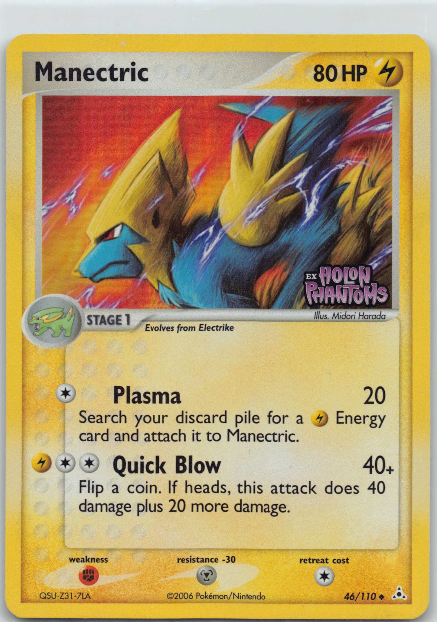 2006 Manectric 46/110 EX Holon Phantoms Reverse Holo