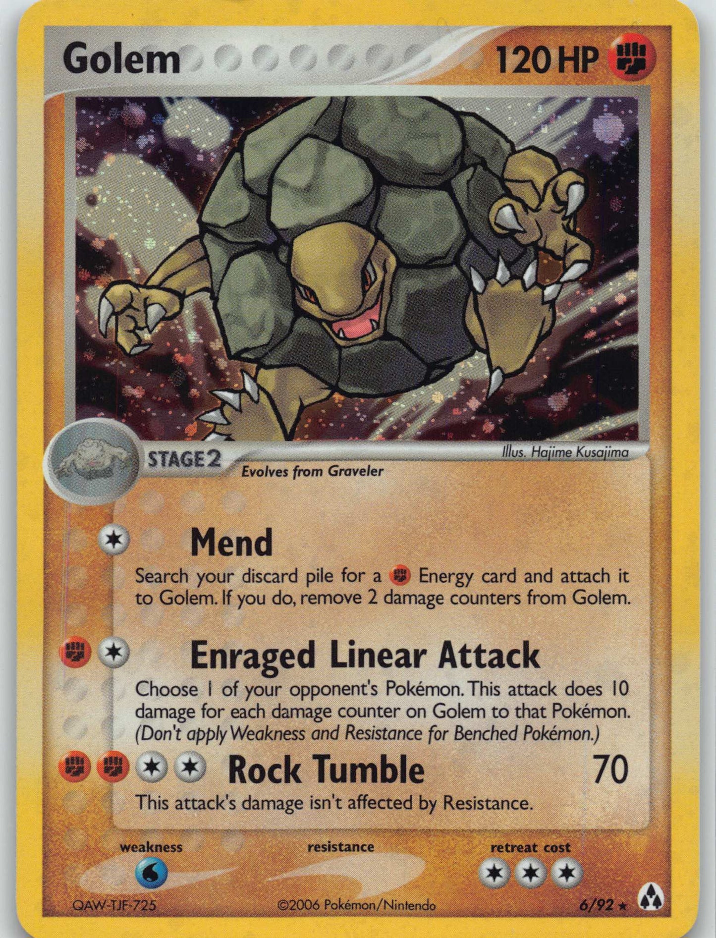 2006 POKEMON EX LEGEND MAKER #6/92 GOLEM-HOLO