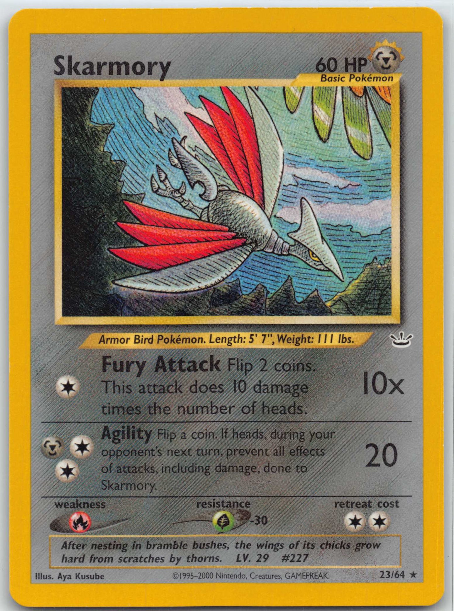 2001 Pokemon Non-Holo Skarmory 23/64 Neo Revelation Unlimited