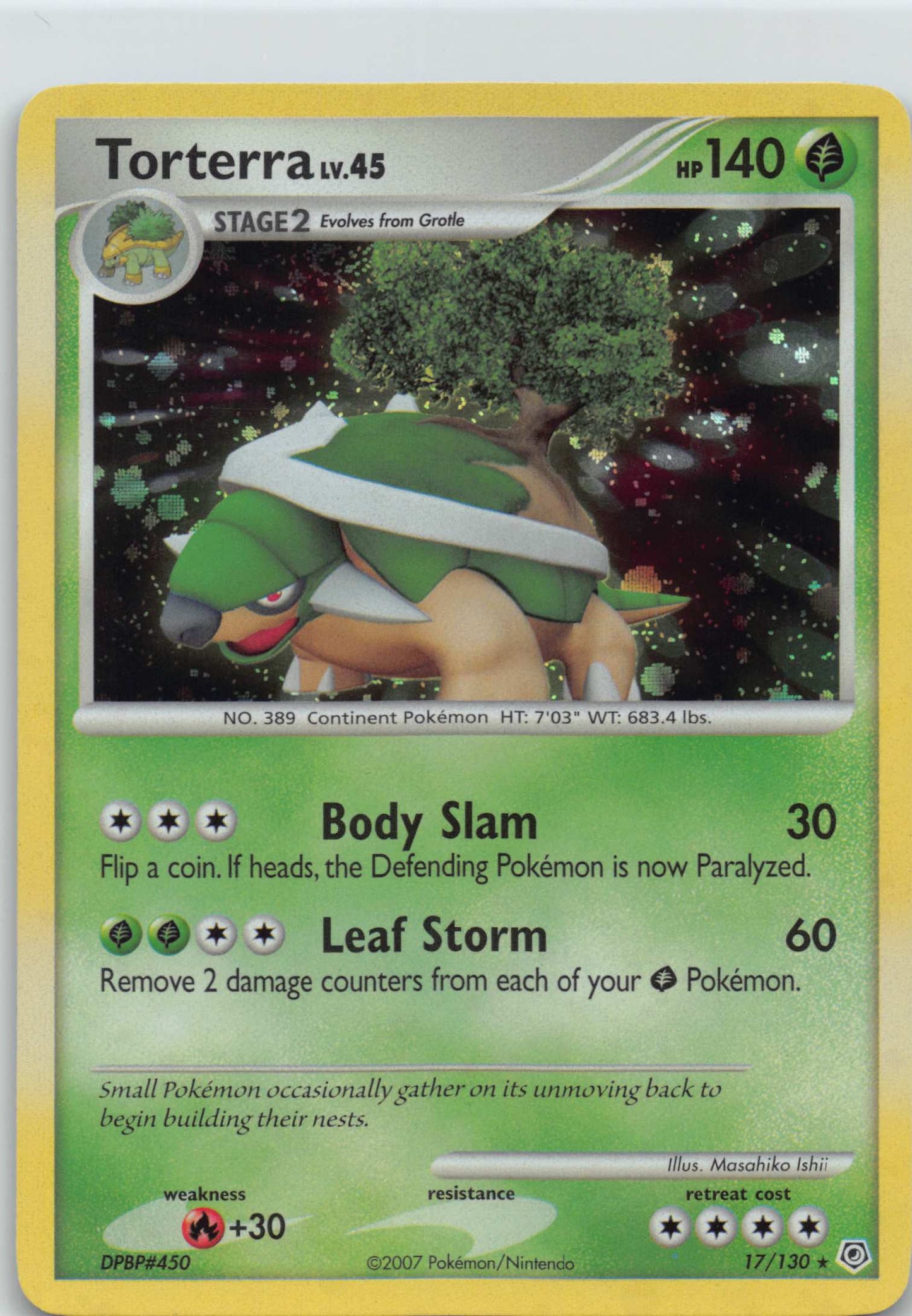 2007 Pokemon Diamond & Pearl Torterra LV.X Holo #17/130