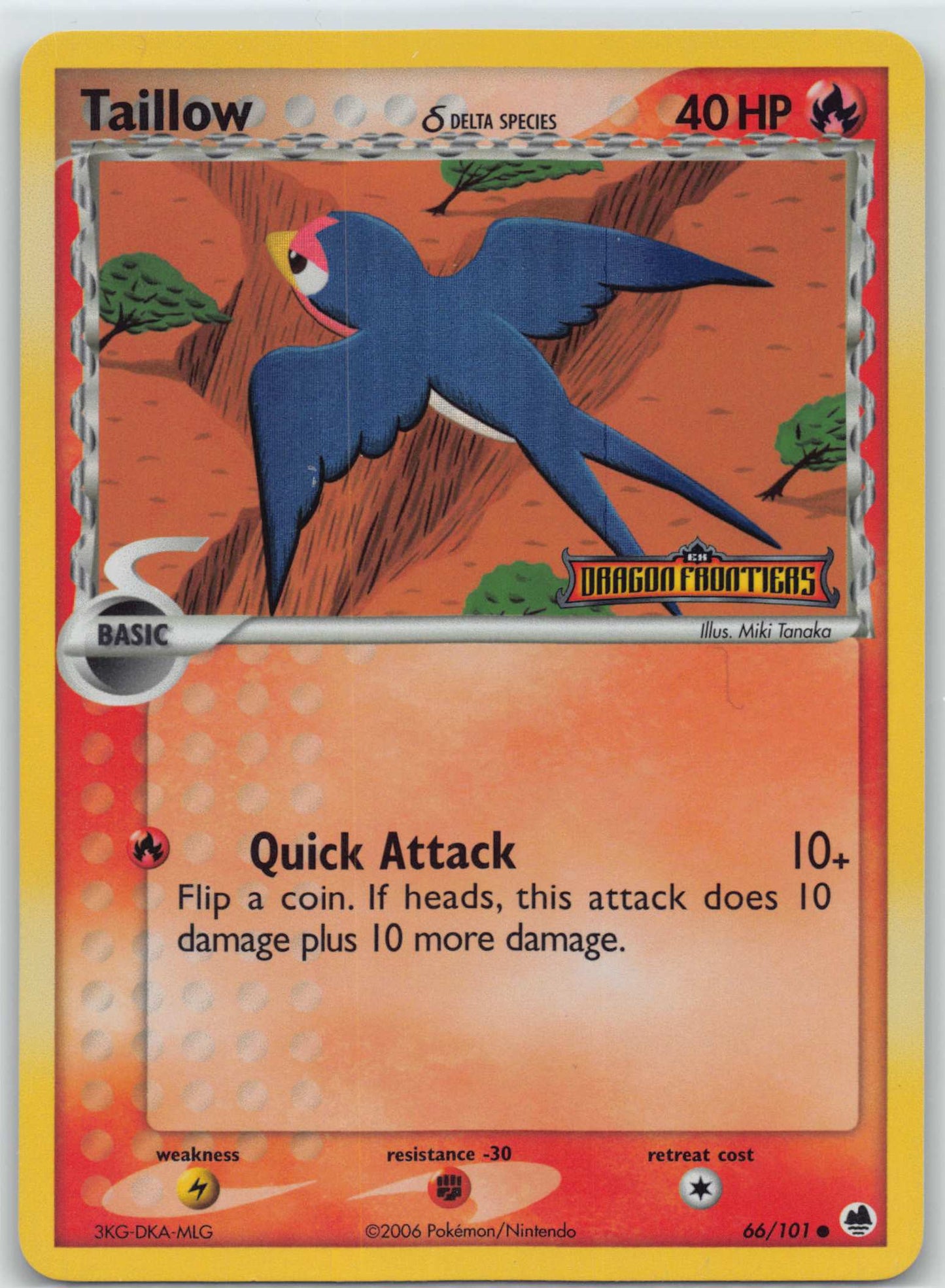 Taillow (Delta Species) 66/101 Dragon Frontiers Reverse Holo Pokemon