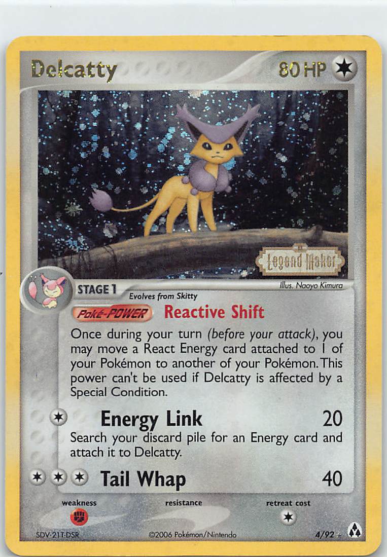 Pokémon TCG Delcatty 4/92 Reverse Holo Rare Stamped EX Legend Maker NM Clean