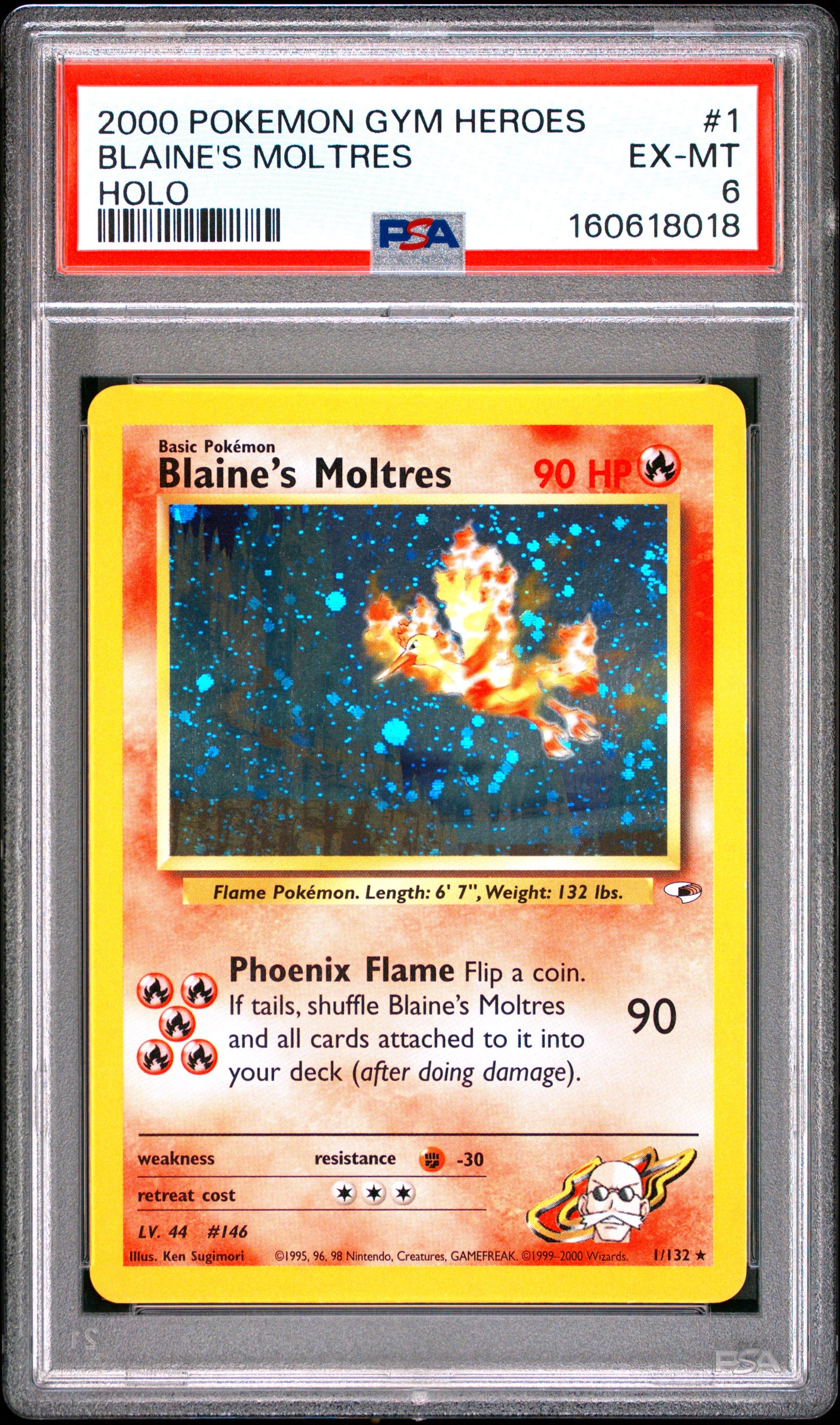 2000 POKEMON GYM HEROES 1 BLAINE'S MOLTRES HOLO