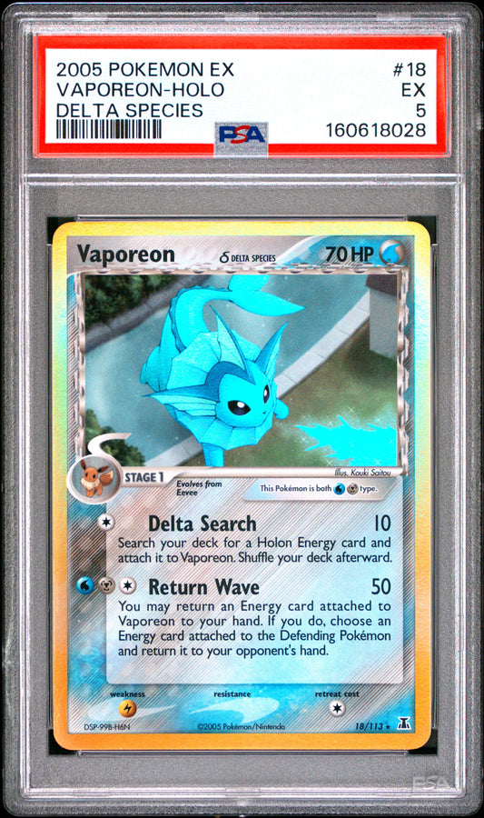 2005 POKEMON EX DELTA SPECIES 18 VAPOREON-HOLO