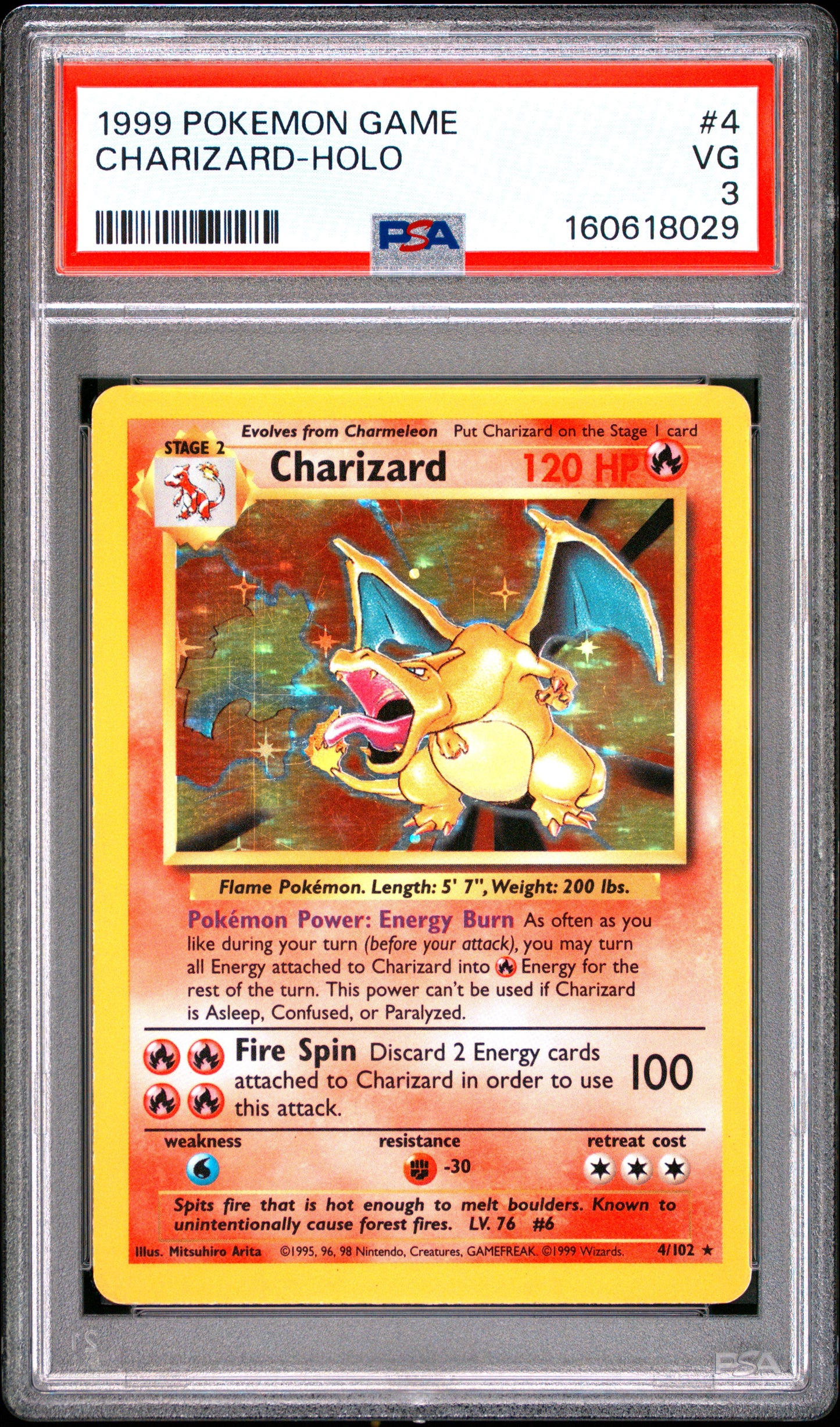 1999 POKEMON GAME 4 CHARIZARD-HOLO