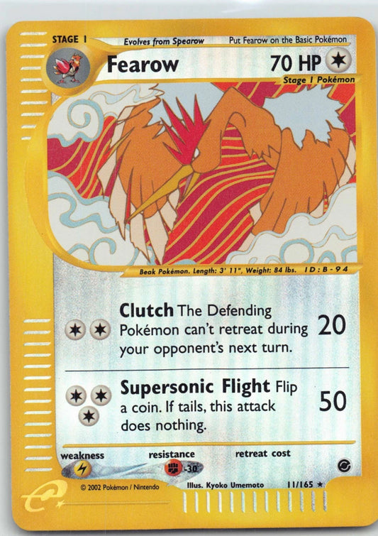 2002 Pokémon TCG Fearow Expedition Base Set Reverse Holo Rare Card 11/165